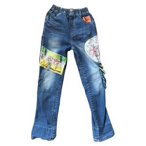 Rock’n Style boys 6-7 year grunge rock n roll blue jeans British flag distressed